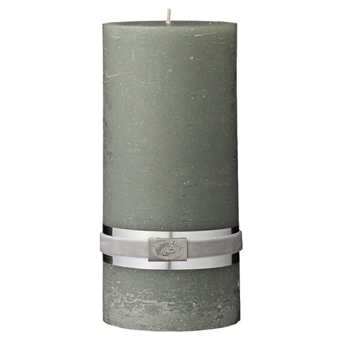 Rustic bougie cylindrique H20 cm. vert sombre