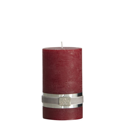 Rustic bougie cylindrique rouge foncé 12,5 cm.