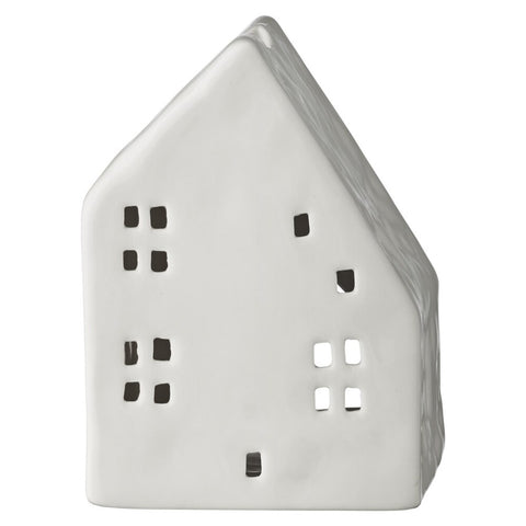 Hollia photophore forme maison blanc 13 cm.