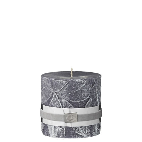 Leaf gris foncé bougie cylindrique 9,5 cm