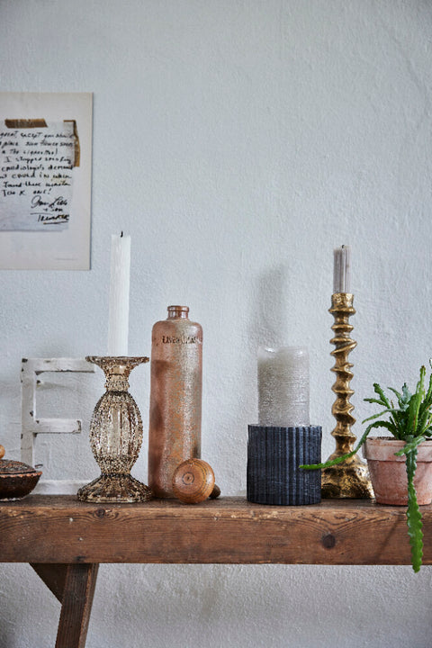 Rustic bougie cylindrique gris argenté 20 cm.