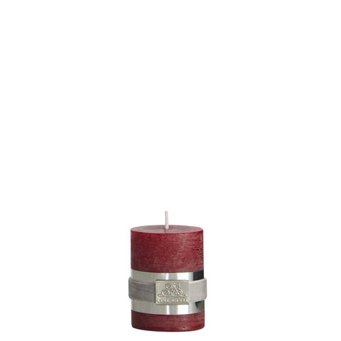 Rustic bougie cylindrique rouge foncé 6 cm.