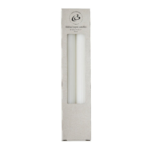 Ribbed bougie chandelle H2,2 cm. blanc