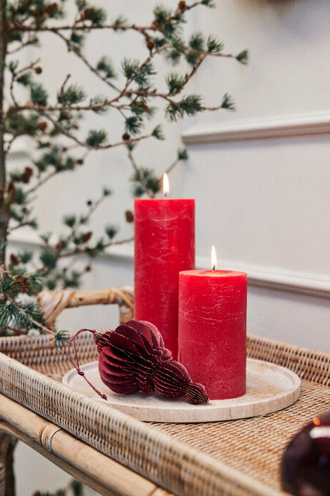 Rustic bougie cylindrique rouge foncé 20 cm.