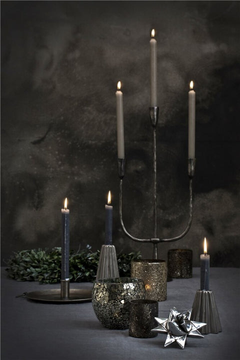 Rustic bougie chandelle gris foncé 28 cm.