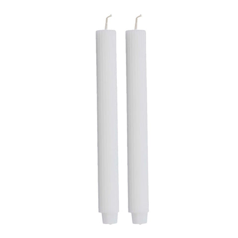 Ribbed bougie chandelle H2,2 cm. blanc