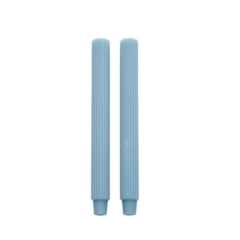 Ribbed bougie chandelle 25 cm. bleu clair